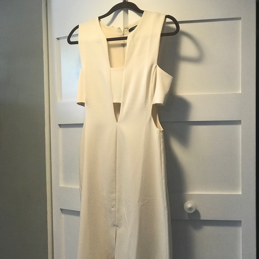 Cream midi length cutout dress-never worm!